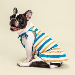 Майка-платье для собак и кошек Аквамарин, M, песочно-синее в полоску